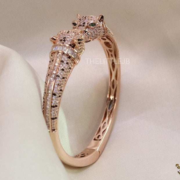 Rose gold cz twin panther bracelet