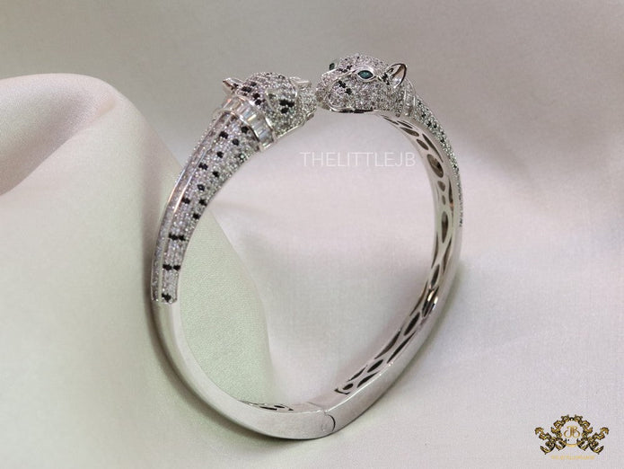 Platinum cz twin panther bracelet