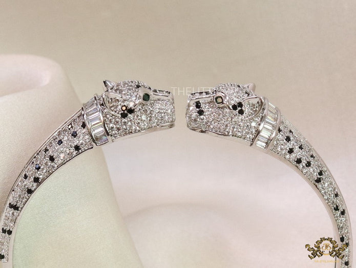 Platinum cz twin panther bracelet