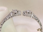 Platinum cz twin panther bracelet