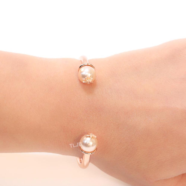 Alphabet CD rose gold and pearl bracelet