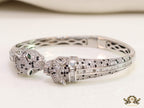 Open platinum cz twin panther bracelet
