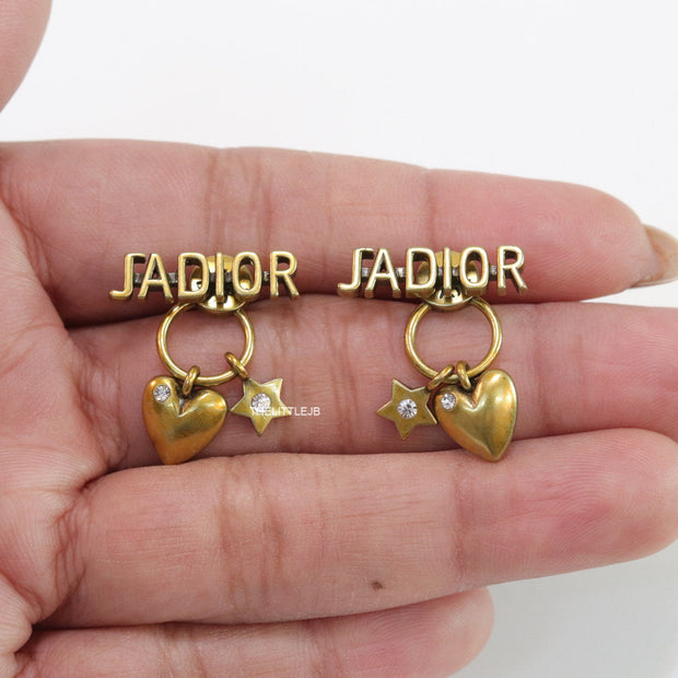 Golden alphabet and charm earrings