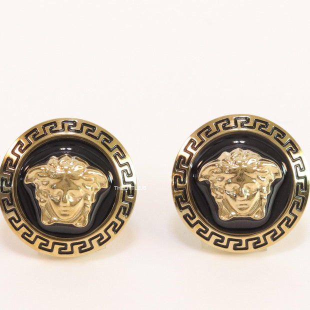 Antique Gold plated 3D Medusa motif on black base and golden details studs