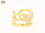 3 layer alphabet V cz band ring