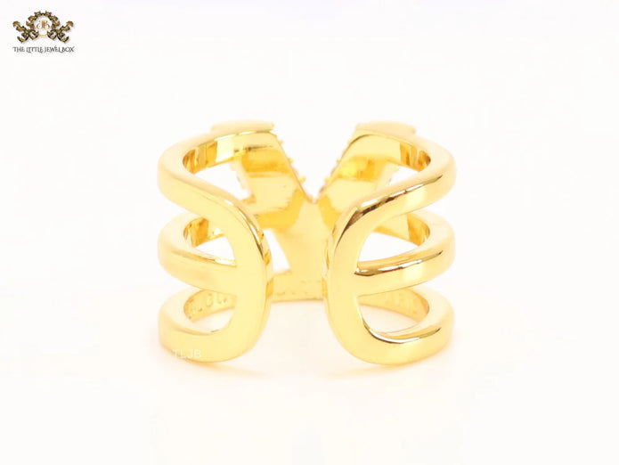 3 layer alphabet V cz band ring