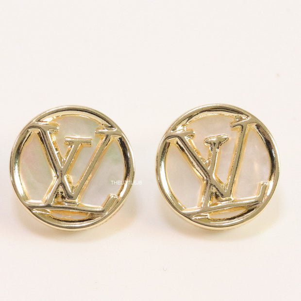 Gold plated alphabet motif studs in golden circular ring