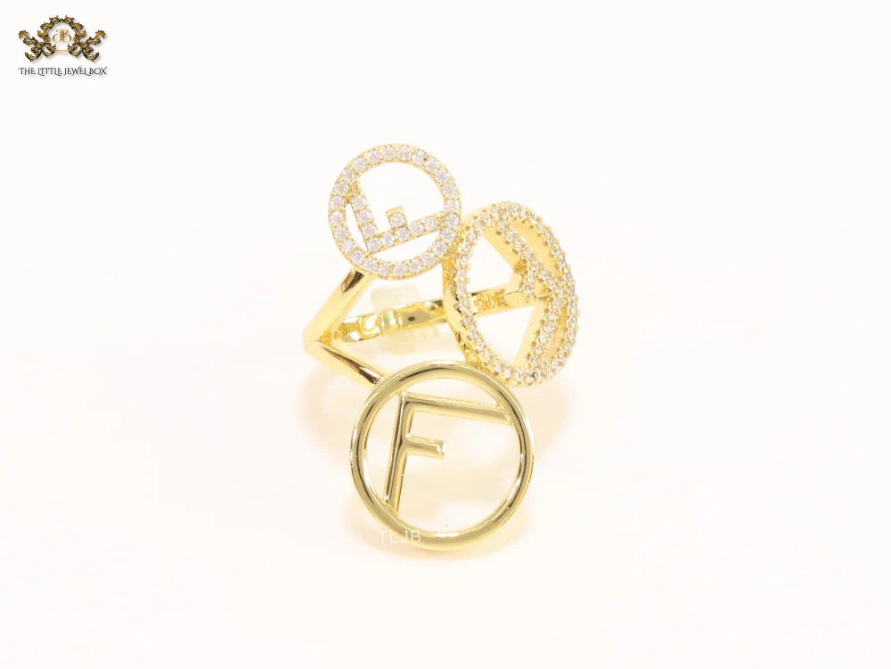 Triple F on a ring with CZ gold plated ring