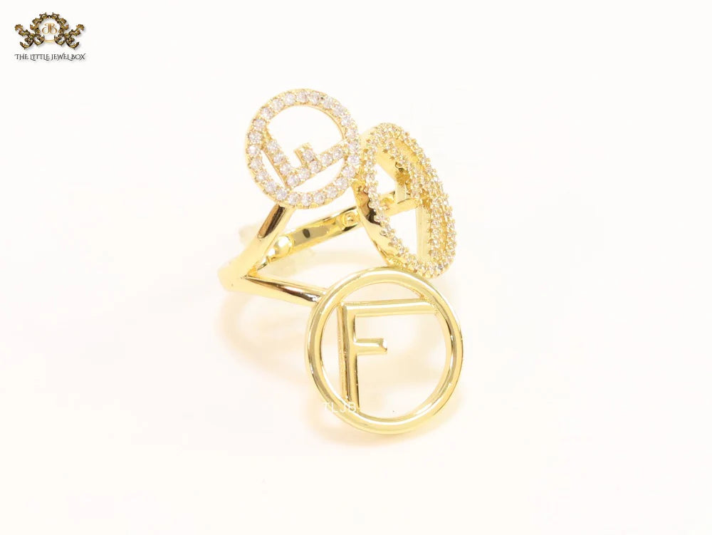 Triple F on a ring with CZ gold plated ring