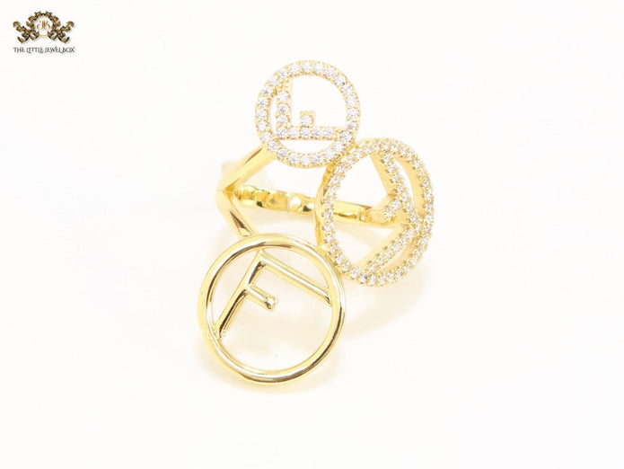 Triple F on a ring with CZ gold plated ring