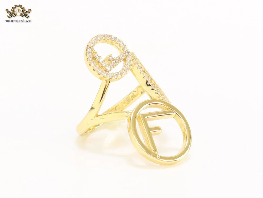 Triple F on a ring with CZ gold plated ring