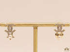 Gold plated double C earrings with pearl heart and star