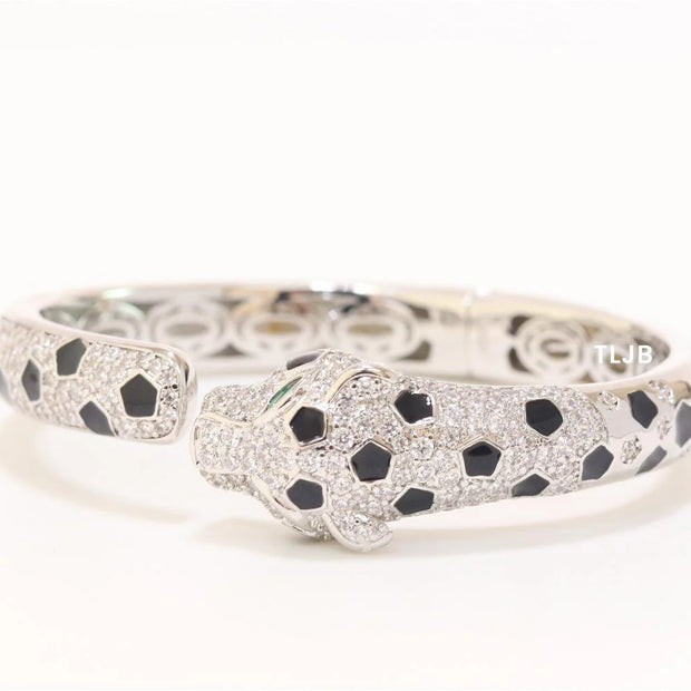 Panther face platinum plated bracelet