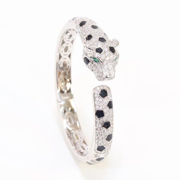 Panther face platinum plated bracelet