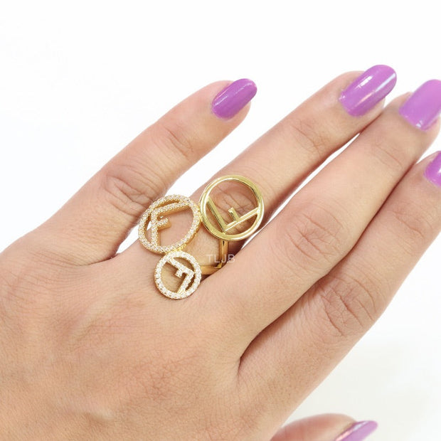 Triple F on a ring with CZ gold plated ring