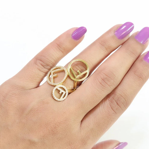 Triple F on a ring with CZ gold plated ring