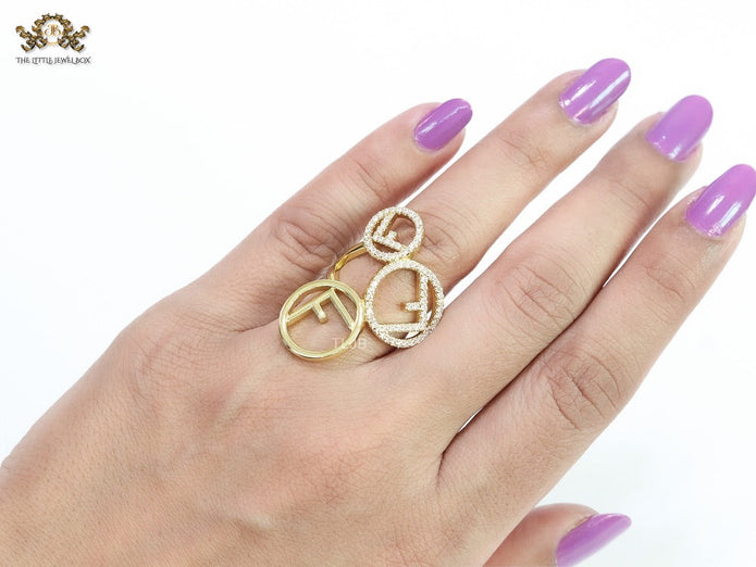 Triple F on a ring with CZ gold plated ring