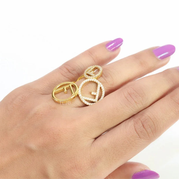 Triple F on a ring with CZ gold plated ring