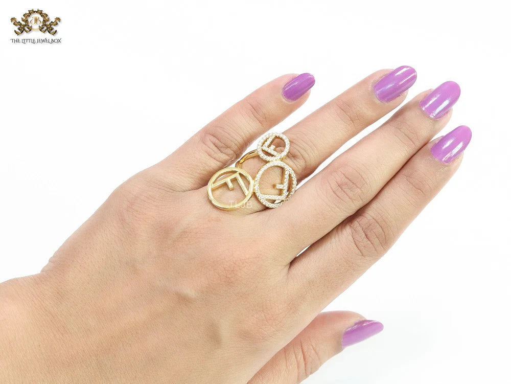 Triple F on a ring with CZ gold plated ring