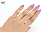 Large cz gold open alphabet L ring