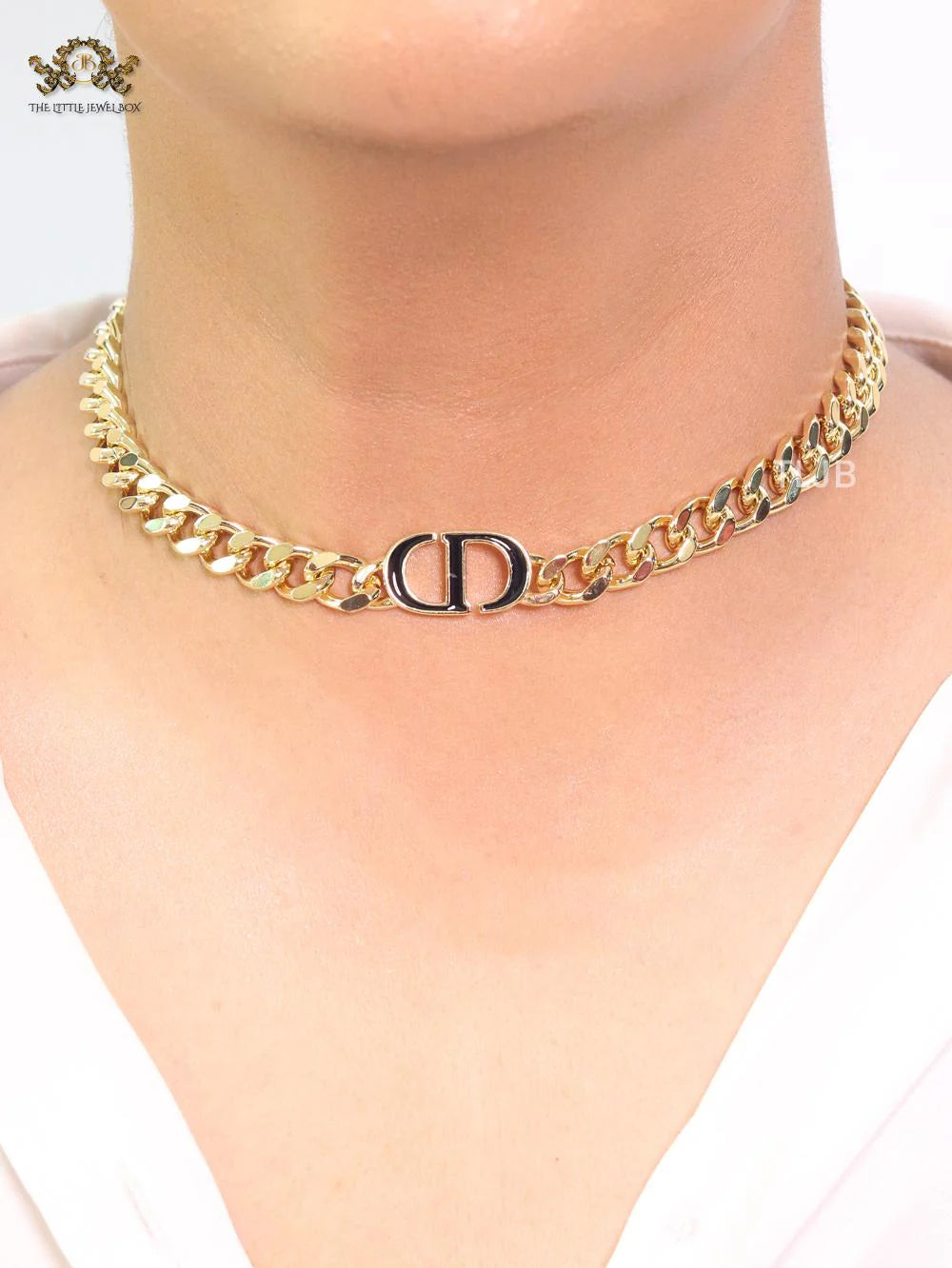 Alphabet CD choker with black enamel
