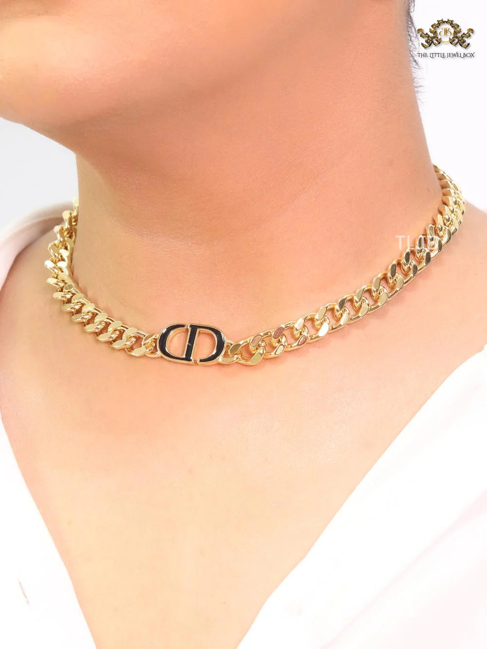 Alphabet CD choker with black enamel