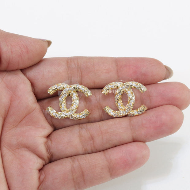 Gold plated double C studs with cz