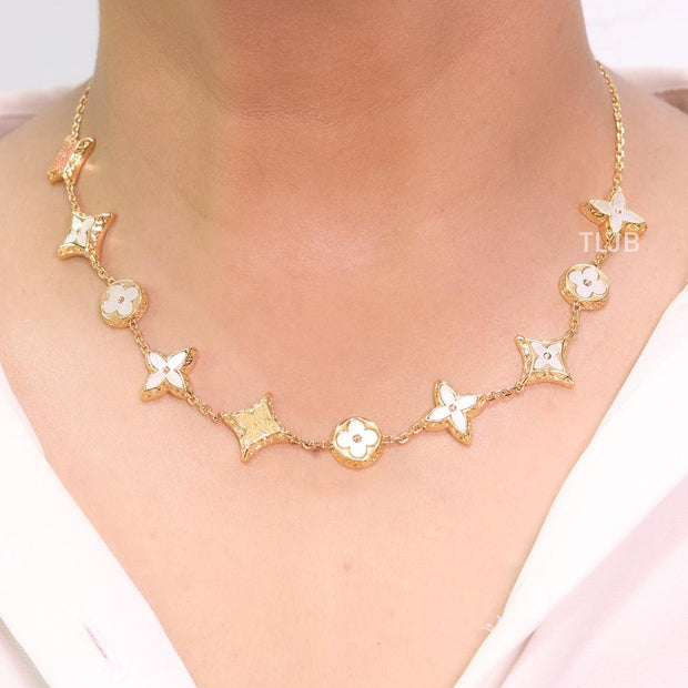 Alphabet L & V MOP white necklace
