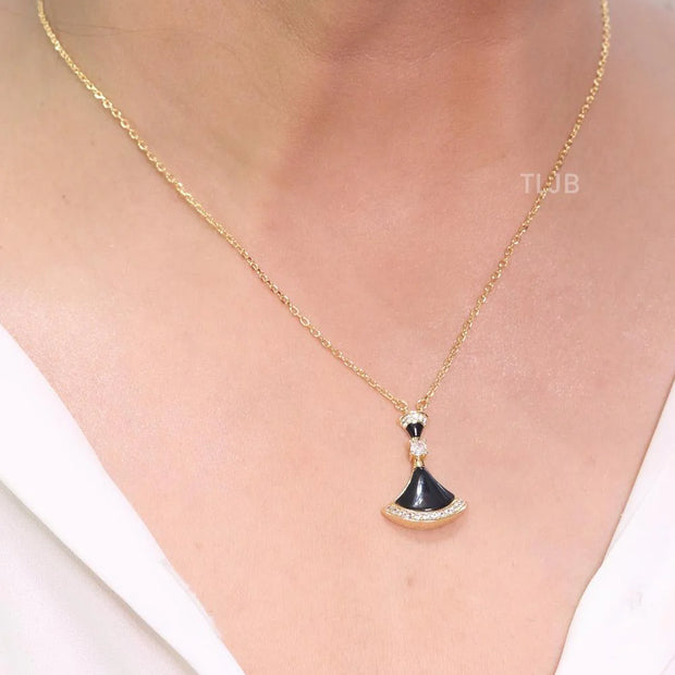 Black Enamel Drop Pendant