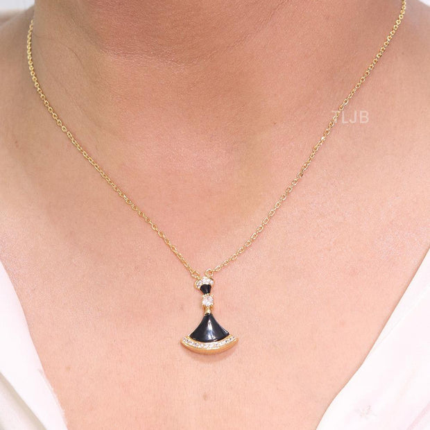 Black Enamel Drop Pendant