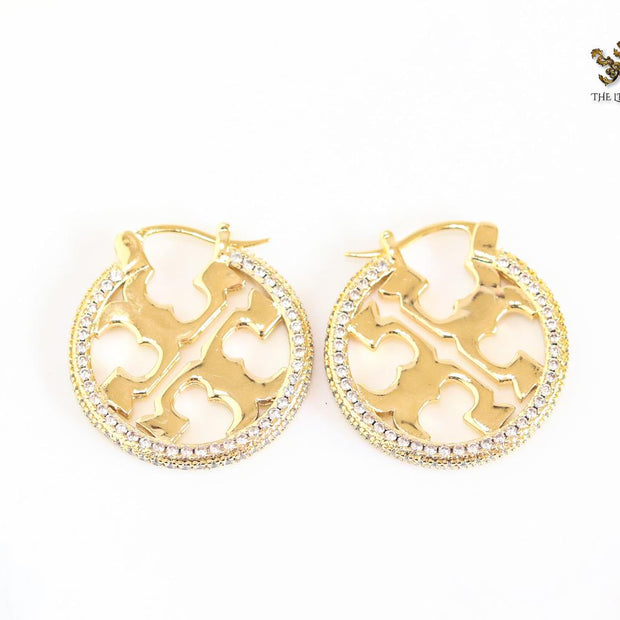 Alphabet T CZ and gold hoops