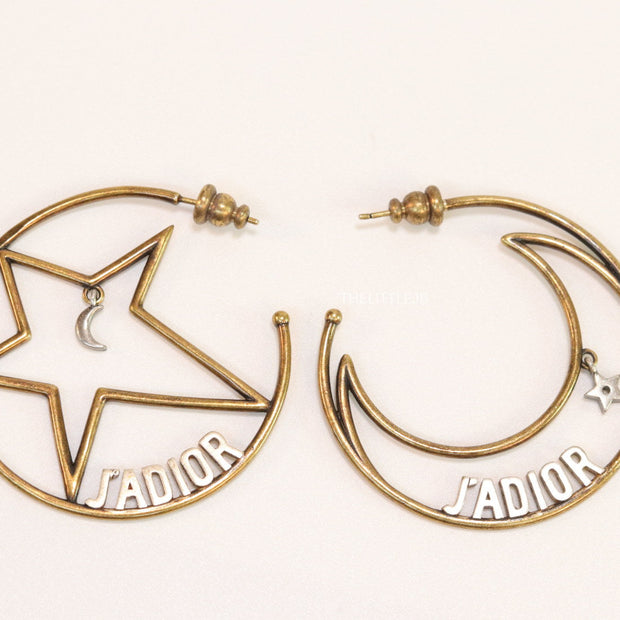 Golden star and moon hoops with alphabets
