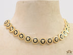 Gold plated Medusa motif on black circles necklace