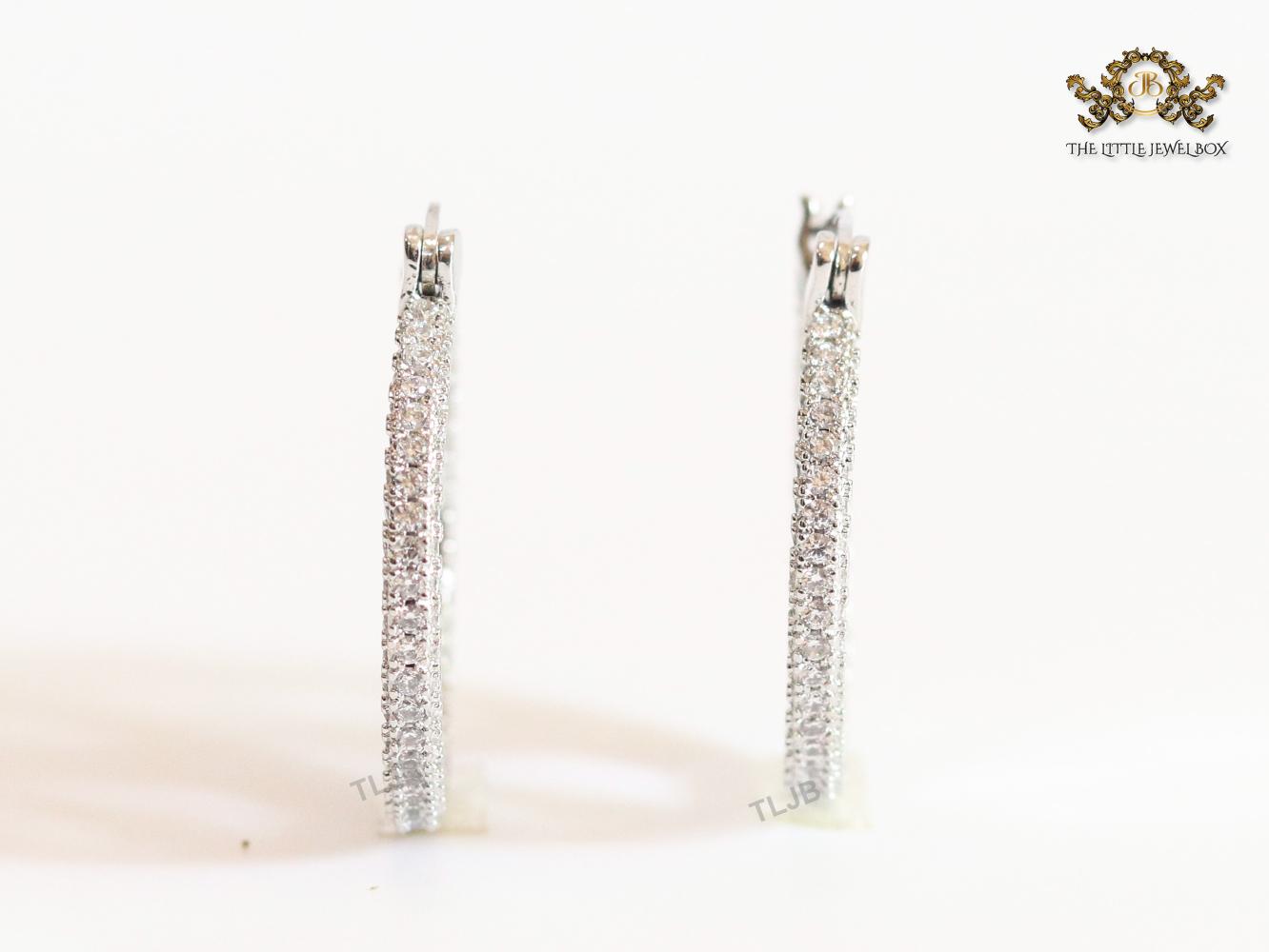 Alphabet T Cz and platinum hoops