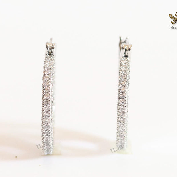 Alphabet T Cz and platinum hoops
