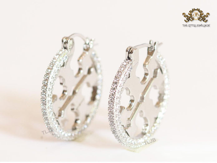 Alphabet T Cz and platinum hoops