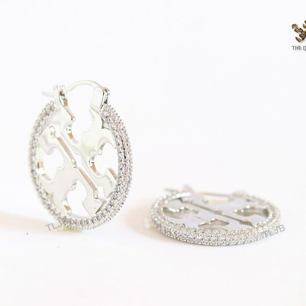 Alphabet T Cz and platinum hoops