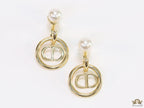 Golden alphabet earrings with pearl tops