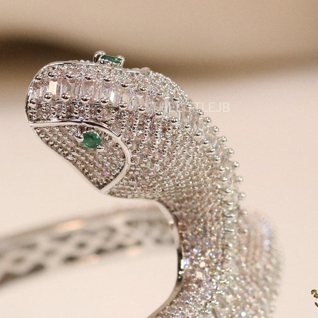 Openable cz platinum serpent bracelet