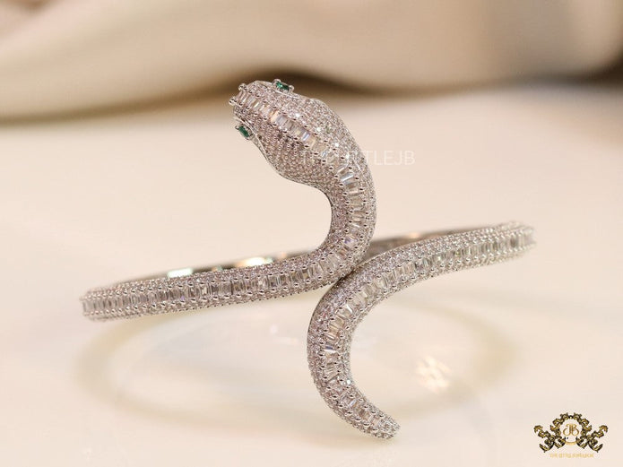 Openable cz platinum serpent bracelet