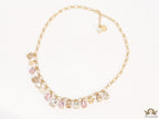 Gold plated link chain with semi precious stones charms and alphabet charm