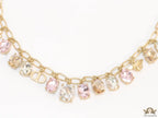 Gold plated link chain with semi precious stones charms and alphabet charm