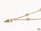 Antique gold plated alphabet motif chain with golden cone pendant