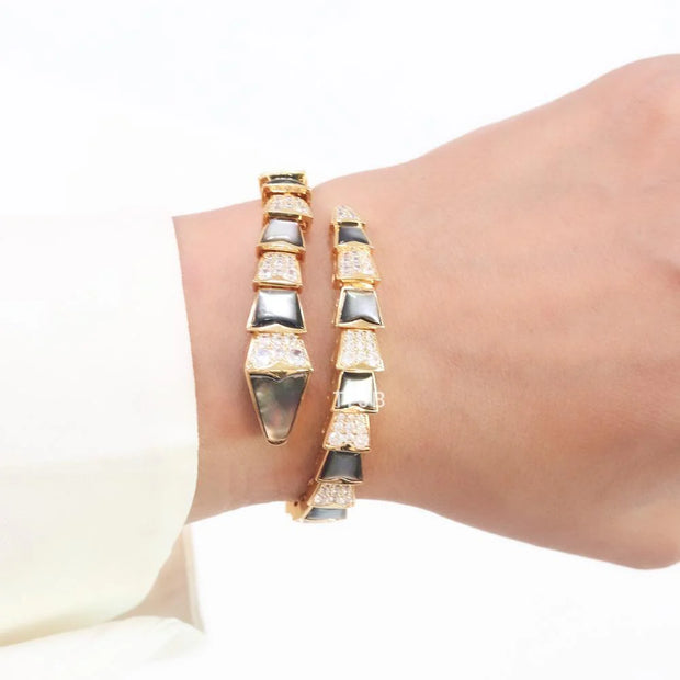 Serpenti black and gold bracelet with cz