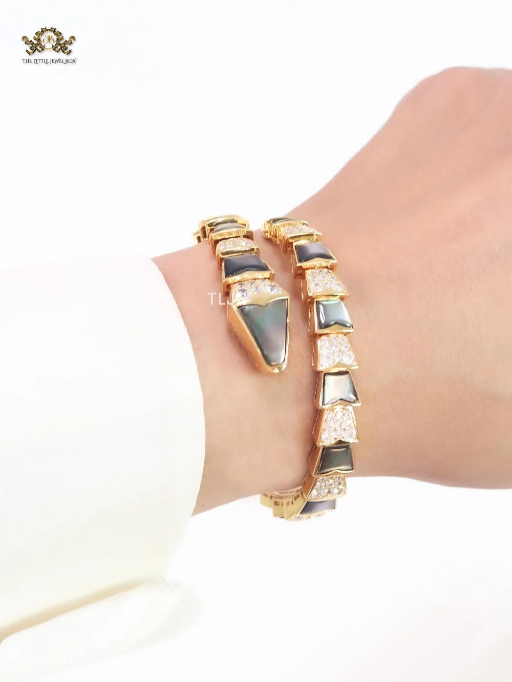 Serpenti black and gold bracelet with cz