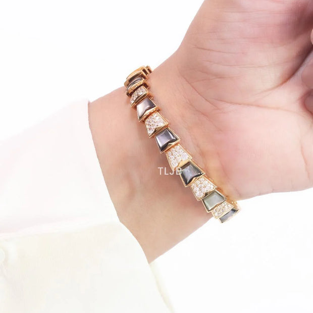 snake black and gold bracelet with cz