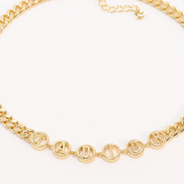 Gold plated alphabet link chain necklace