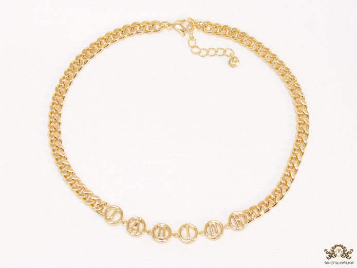 Gold plated alphabet link chain necklace