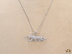 Platinum plated cubic zirconia panther pendant on sleek Platinum plated chain