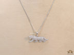 Platinum plated cubic zirconia panther pendant on sleek Platinum plated chain